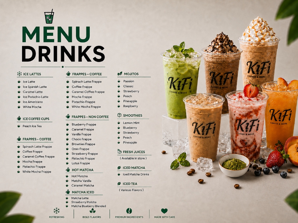KiFi Coffee - Menu Drinks & Frappes